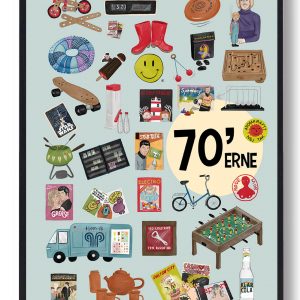 70'erne plakat - blå (Størrelse: M - 30x40cm)