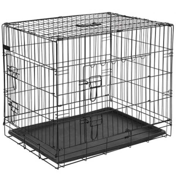 @Pet transportkasse til hund 92,5x57,5x64 cm metal sort 15003