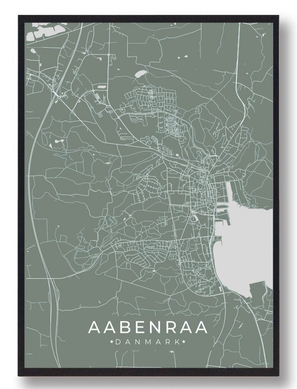 Aabenraa plakat - grøn (Størrelse: M - 30x40cm)