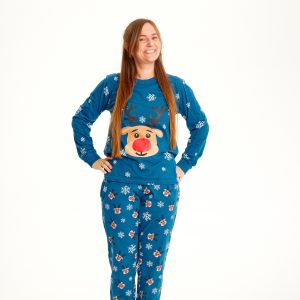 Årets julepyjamas: Rudolfs Pyjamas Blå - dame / kvinder.