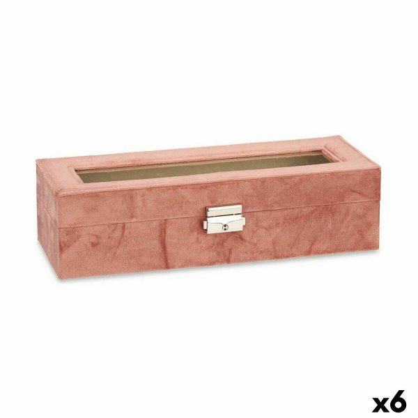 Æske til ure Pink Metal (30,5 x 8,5 x 11,5 cm) (6 enheder)