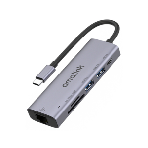 AMALINK™ | Multihub USB-C til 2xUSB-A / 1xUSB-C / SD/TF / Ethernet - Grå