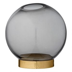 AYTM GLOBE Vase med Stand Sort/Guld Ø10 cm