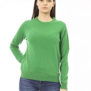 Baldinini Trend Elegant Green Wool-Cashmere Crewneck Sweater