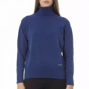 Baldinini Trend Elegant Turtleneck Sweater - Blue Wool-Cashmere Blend