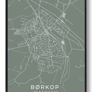 Børkop plakat - grøn (Størrelse: S - 21x29,7cm (A4))