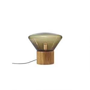 Brokis Muffins Wood 01 Bord/Gulvlampe Brunt Glas/Naturlig Eg med Sort Ledning