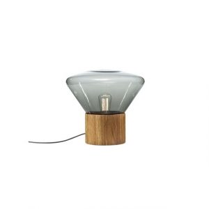 Brokis Muffins Wood 01 Bord/Gulvlampe Røgfarvet Glas & Naturlig Eg med Sort Ledning