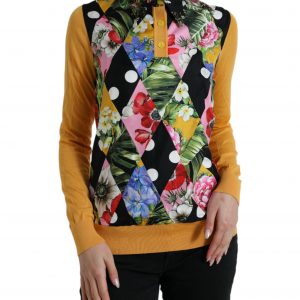 Dolce & Gabbana Elegant Patchwork Henley Silk Blend Sweater