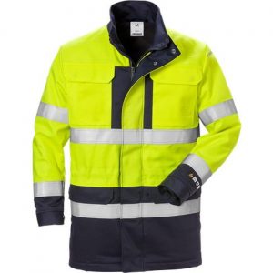 Fristads 125947 Flame hi vis vinter parka jakke kl 3 4589 / Arbejdsjakke Hi-Vis gul/Marine L