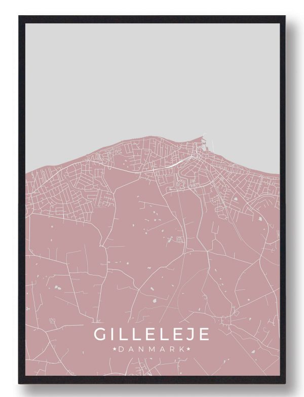 Gilleleje plakat - rosa (Størrelse: S - 21x29,7cm (A4))