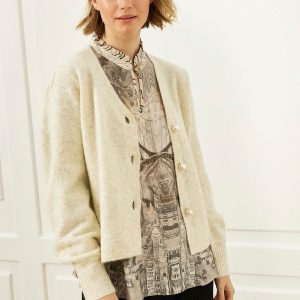 IN FRONT Loulou Cardigan, Farve: Off White, Størrelse: XL, Dame