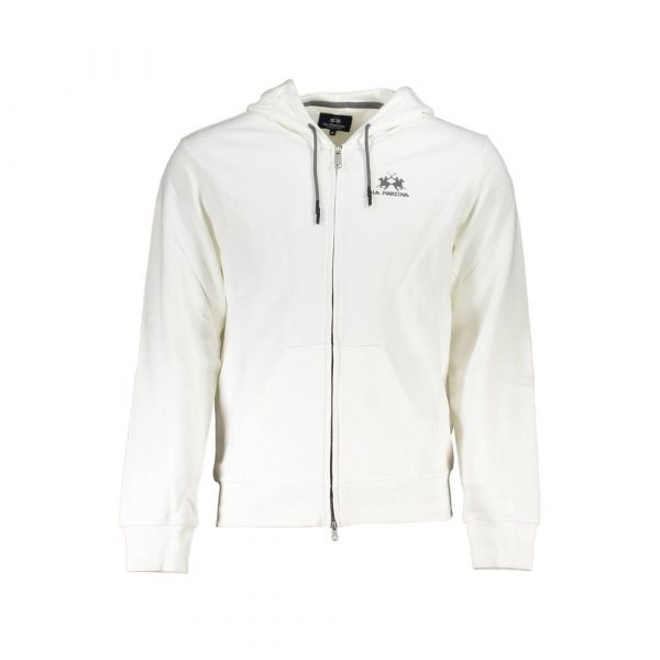 La Martina Elegant White Hooded Sweatshirt for Herre