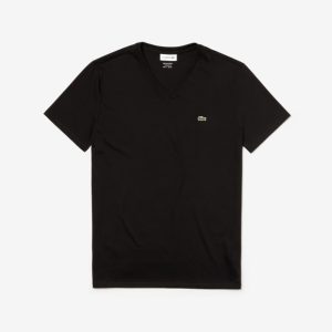 Lacoste Klassisk V-hals T-shirt i Sort til Herre (Regular Fit)