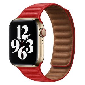 Lippa Apple Watch magnetisk læderrem 42/44/45/49 - Rød