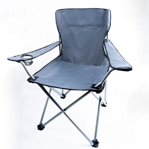 Lome Oxford - Camping stol med kop holder - Foldbar - Stålrør - Grå