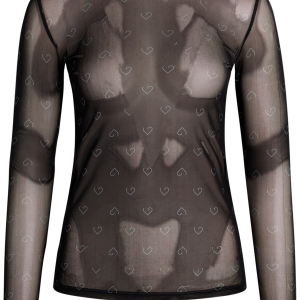 Love & Divine Love- Mesh Bluse, Farve: Sort, Størrelse: S, Dame