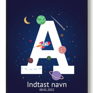 Navneplakat rummet - A (Størrelse: M - 30x40cm)