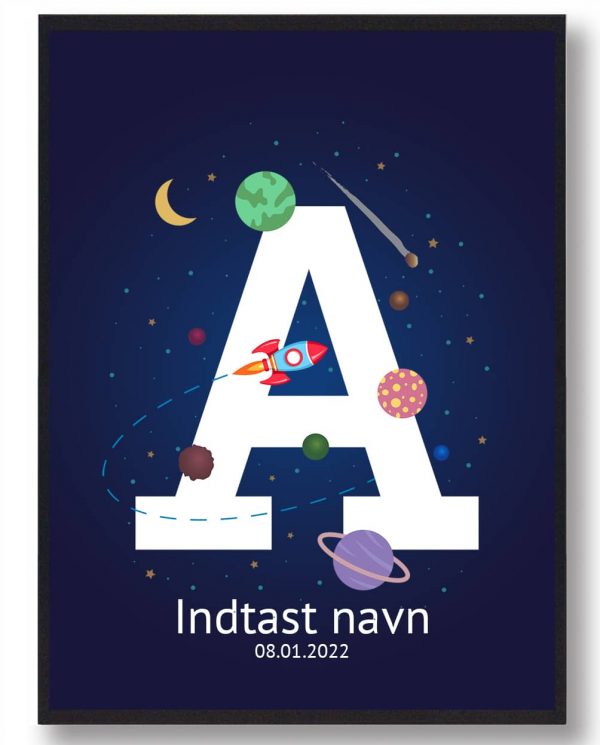 Navneplakat rummet - A (Størrelse: M - 30x40cm)