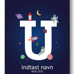 Navneplakat rummet - U (Størrelse: M - 30x40cm)