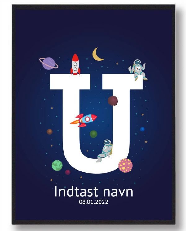 Navneplakat rummet - U (Størrelse: M - 30x40cm)