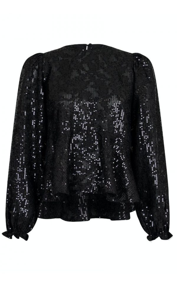 Neo Noir Bluse - Rizzo Sequins - Black