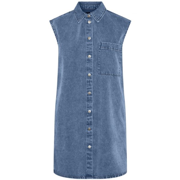 PIECES dame kjole PCABBI - Light Blue Denim