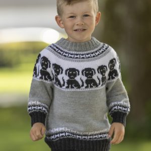 "Pluto - hunde" Genser- Viking Design 2424-9 Kit - 1 - 8år - Viking Baby merino , fra Viking