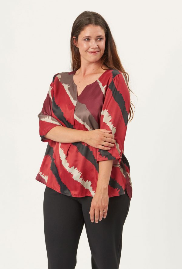 Pont Neuf - Bluse - Pnmoude - Warm Red - Xs/36-38