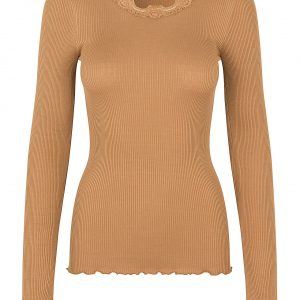 Rosemunde blonde silke top l/s, almond - 188 - L+ - 40