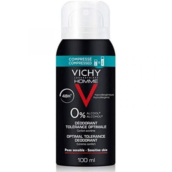 Spray Deodorant Vichy Tolérance Optimale Mænd Sem Álcool 48 timer Voksne unisex (100 ml)