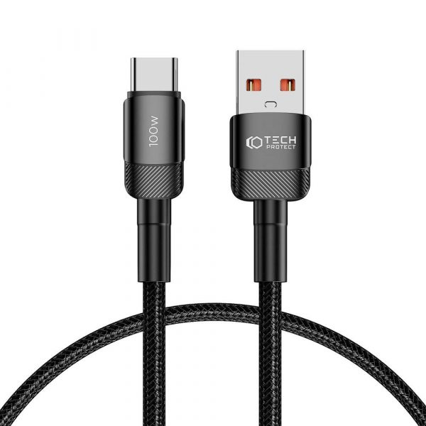 Tech-Protect Ultraboost Evo USB-A til USB-C Kabel 1000W/5A 25cm - Sort