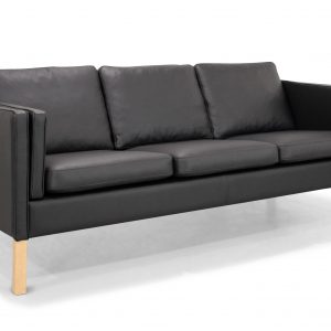 Tranekær 3 Pers. Sofa, Sort Okselæder