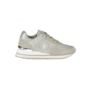 U.S. POLO ASSN. Silver Lace-Up Sneakers with Contrast Details