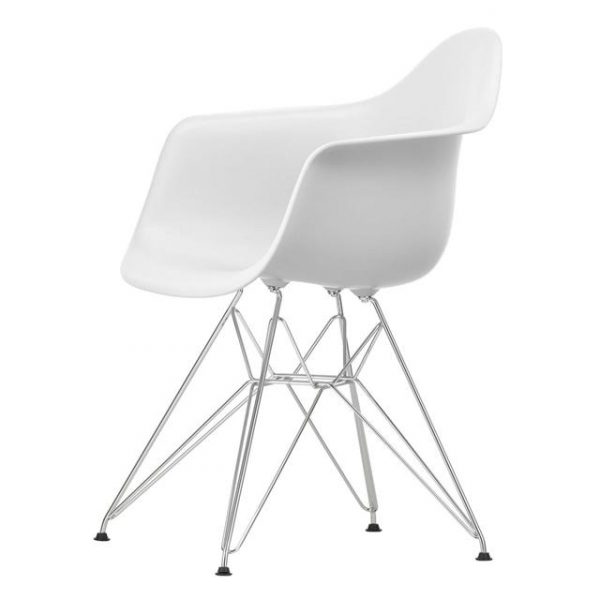 Vitra Eames Plastic DAR Spisebordsstol RE Cotton White/Krom