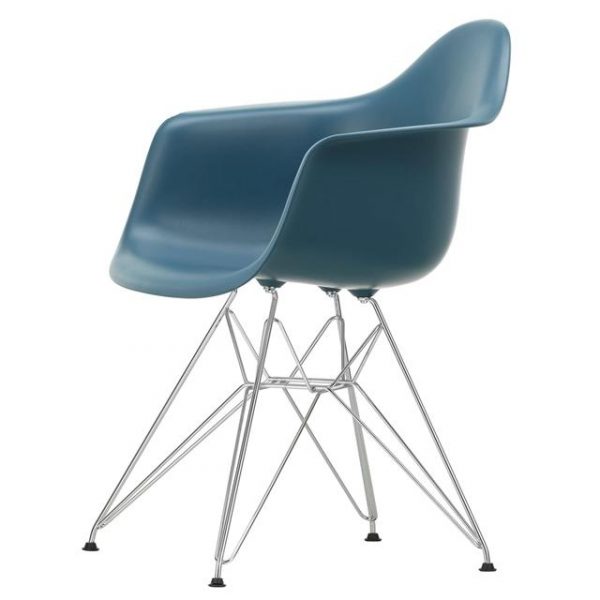 Vitra Eames Plastic DAR Spisebordsstol RE Sea Blue/Krom