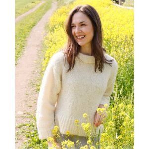 White Dandelion by DROPS Design - Bluse Strikkeopskrift str. S - XXXL - Small