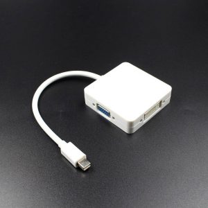 Adapter 3-i-1 design - Mini displayport thunderbolt til DVI+VGA+HDMI adapter - Hvid