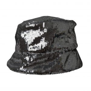 Dolce & Gabbana Silver Sequined Nylon Bucket Hat Herre