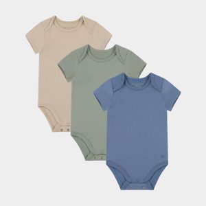 Kortærmet bambus body - blå, grøn, beige - fra Bamboo Basics, 68