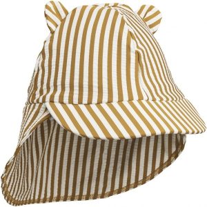 Liewood Senia Solhat Stripe Golden Caramel White - Str. 5-7 år