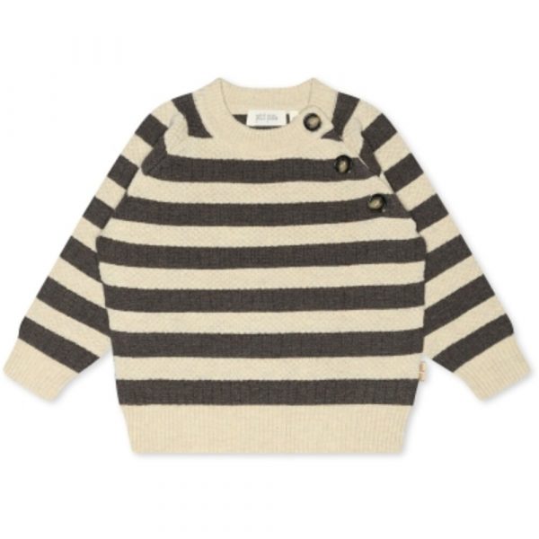 O-Neck Knit Sweater - Dark oak/off white - 116