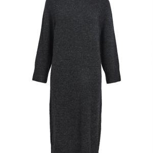 Object - Geromia Ls O-Neck Knit Dress - Mørkegrå