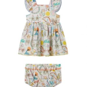 Stella McCartney Kids Kjole m. Bloomers - Hvid/Pastel