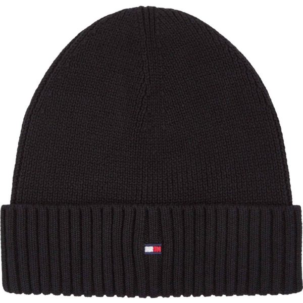 Tommy Hilfiger Black Small Flag Beanie - Str. L-XL