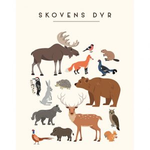 Citatplakat Plakat - Børneplakat - Skovens Dyr - A3