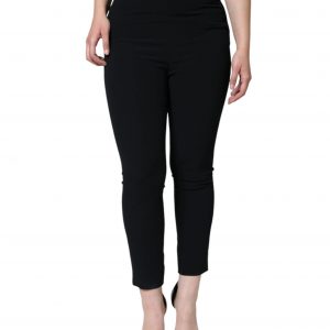 Dolce & Gabbana Black Viscose High Waist Tapered Pants