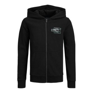 Hættetrøje til Børn Jack & Jones JCOSPACE LOGO SWEAT 12221210 Sort 12 år