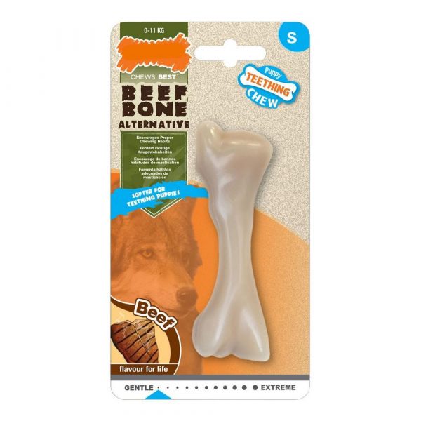 Hund Bidering Nylabone Beef Bone Hvalpe Størrelse S Termoplastisk Beef