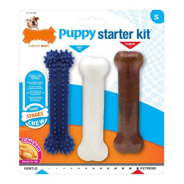 Hund Bidering Nylabone Extreme Chew Starter Kit Hvalpe Kylling Nylon Termoplastisk (3 stk)